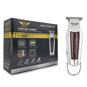 P-9220 T-Outliner Trimmer – 0.2mm Precision Cordless Hair Clipper for Beard & Lineups, 2-Speed, Lithium Battery, Stainless Steel Blade, Worldwide Voltage